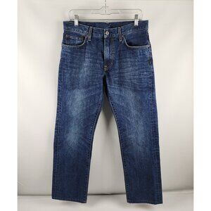 UNIQLO x Japanese JEANS Men 7 Blue Regular Fit Straight Streetwear Denim (32x30)